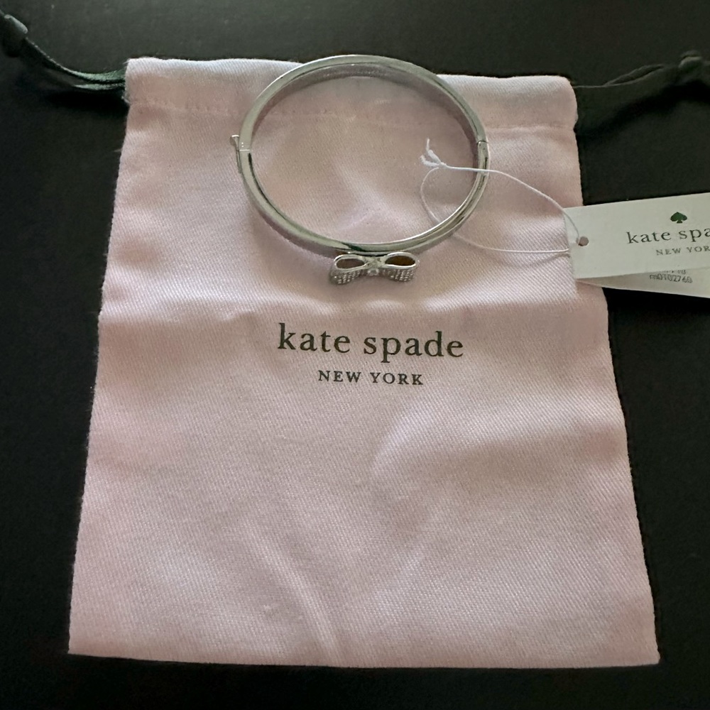 Kate Spade Bow Rhinestone bangle bracelet Silver